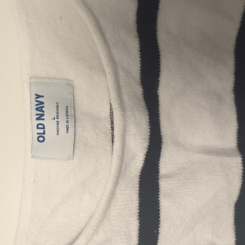 🔥NWT:🔥L Old Navy White and Blue Striped Beachy Coastal Cowgirl TankTop - Picture 3 of 7